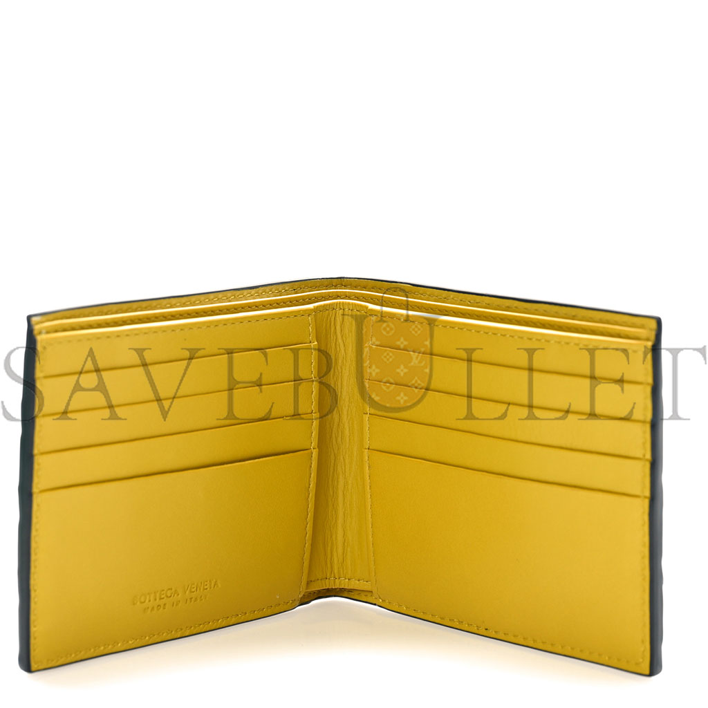 BOTTEGA VENETA NAPPA INTRECCIATO BI FOLD WALLET DENIM YELLOW (11*9*1cm) BOTTEGA VENETA NAPPA INTRECCIATO BI FOLD WALLET DENIM YELLOW (11*9*1cm)